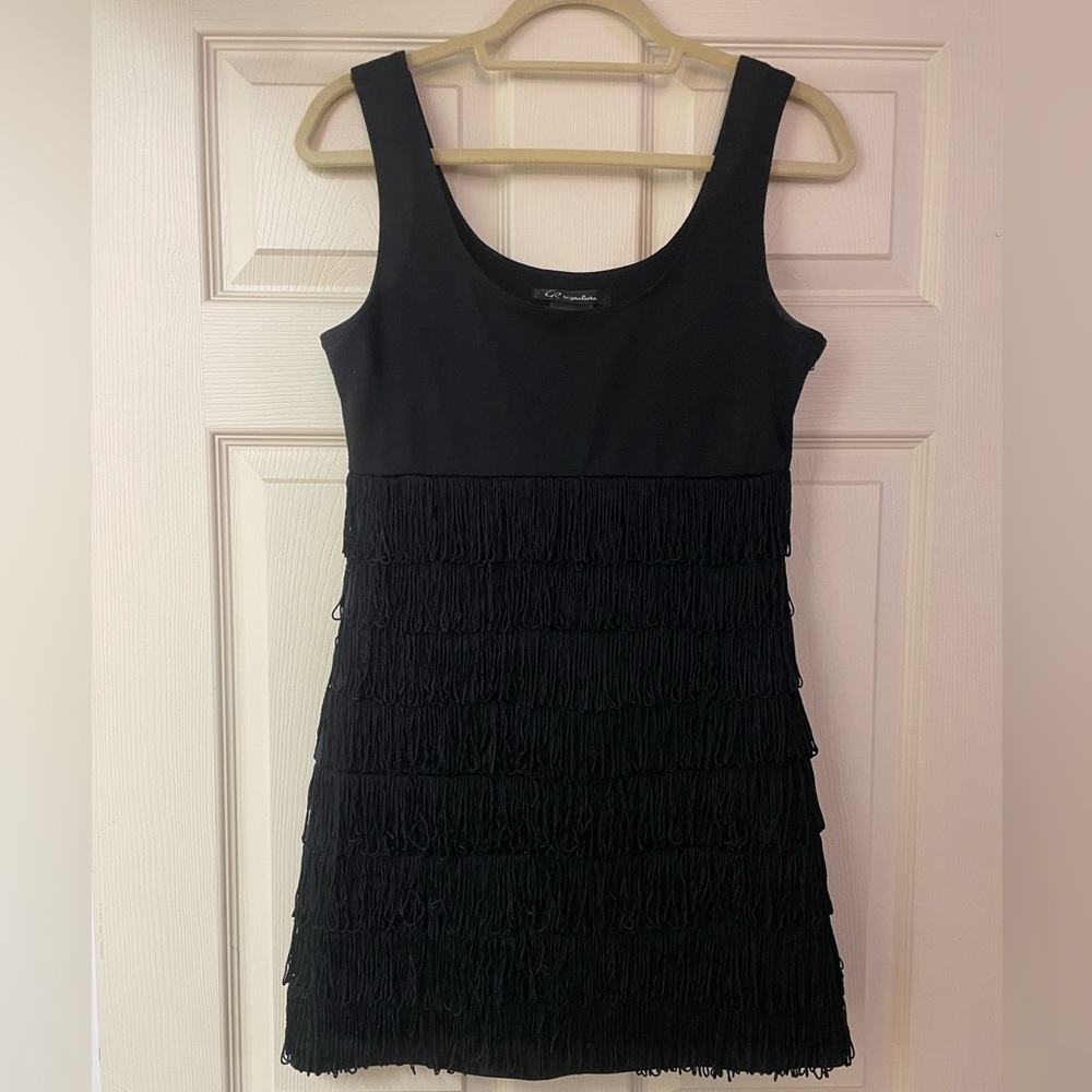 Black Mini Fringe Dress (Flapper Girl Halloween Costume)